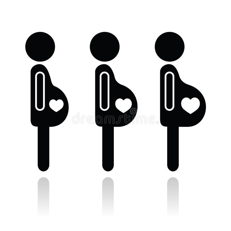 Schwangerschaftsstadien, Frau, welche die Babyikonen eingestellt erwartet lizenzfreie abbildung Schwangerschaftsstadien, Frau, welche die Babyikonen eingestellt erwartet lizenzfreie abbildung