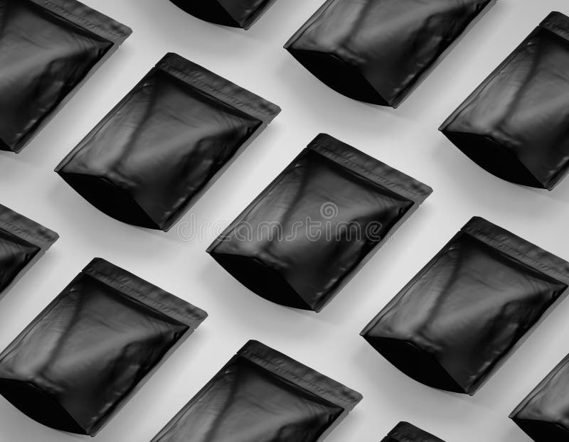 Schwarze Folie Kunststoff Beutel Kaffeebeutel Dunkles Aluminium Kaffee Oder  Saft-Paket 3d Rendering Isoliert Auf Hellen Hintergrun Stock Abbildung -  Illustration von schnell, verpackung: 219602575