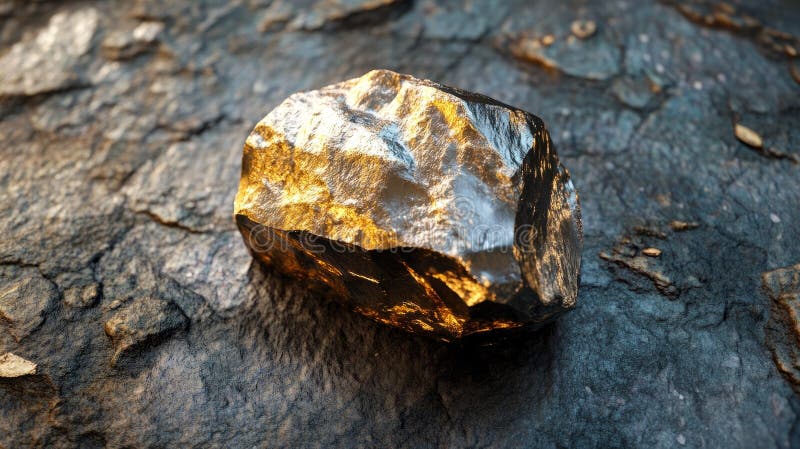 Schwarz-Gold-Hämatit mit metallischer Finish-Reflektion lizenzfreie abbildung