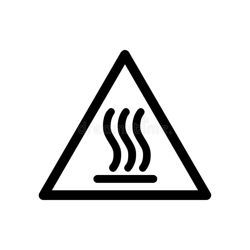 Schwarz Heiß-Oberflächenwarnung Symbol für Banner, allgemeinen Designdruck und Websites