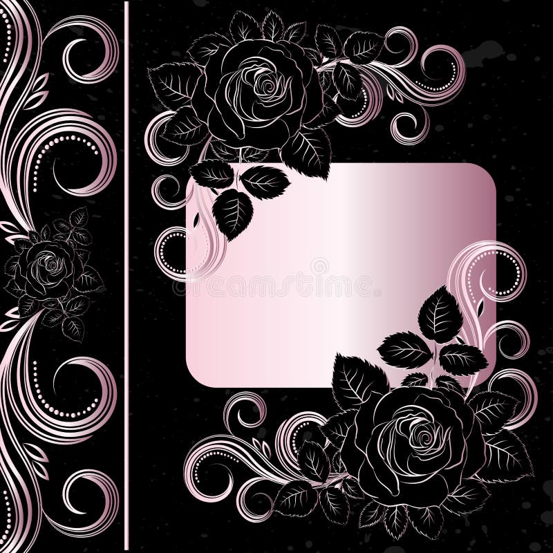 Schwarz und Latten - Rosa blüht Dekoration vektor abbildung