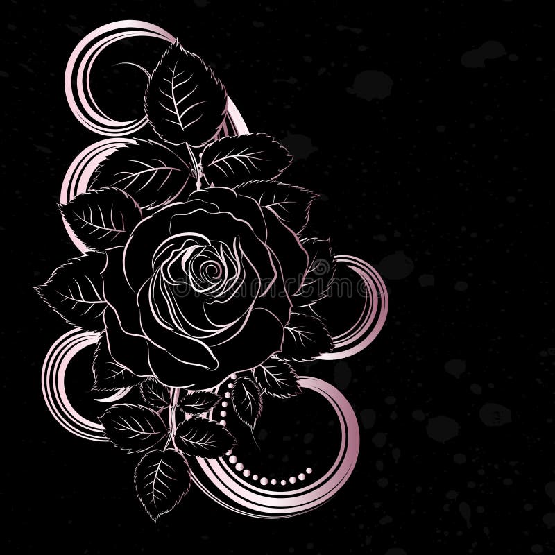Schwarz und Latten - Rosa blüht Dekoration lizenzfreie abbildung