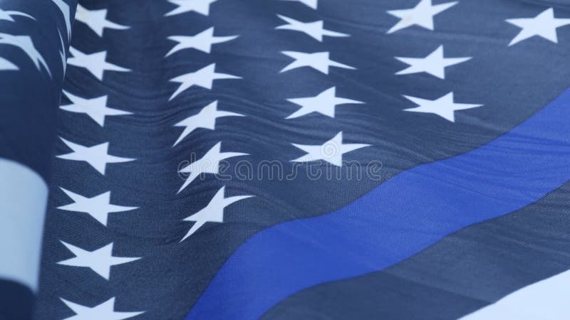 Schwarz weiß amerikanisch monochrom Flagge mit blauen Streifen oder Linie Polizei Unterstützung.