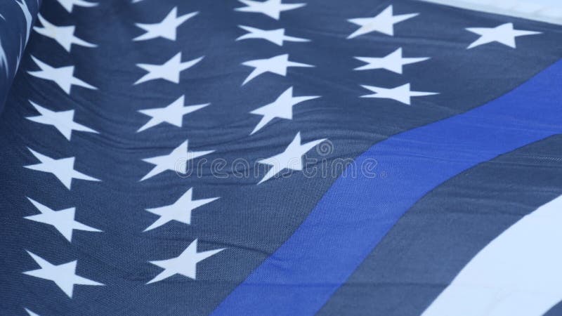 Schwarz-Weiß-Amerikanische einfarbige Flagge mit blauem Streifen oder Line-Polizeiunterstützung.