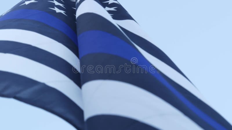 Schwarz-Weiß-Amerikanische einfarbige Flagge mit blauem Streifen oder Line-Polizeiunterstützung.