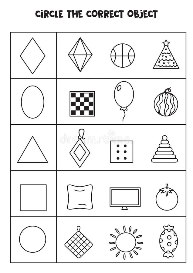 Schwarz-Weiß-Arbeitsblatt. geometrische Formen lernen. vektor abbildung
