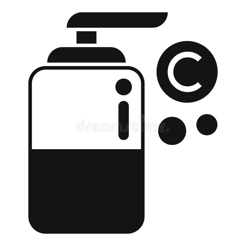 Schwarz-Weiß-Grafik eines Hand-Reiniger-Dispenser mit Tröpfchen lizenzfreie abbildung