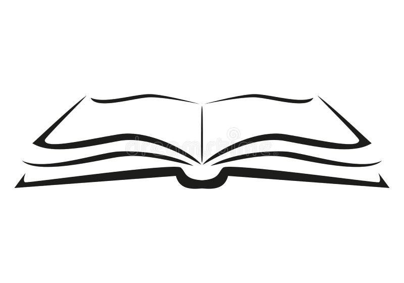 Schwarz-Weiß-Vektor-Symbol-Abbildung eines offenen Buches, weißer Hintergrund vektor abbildung