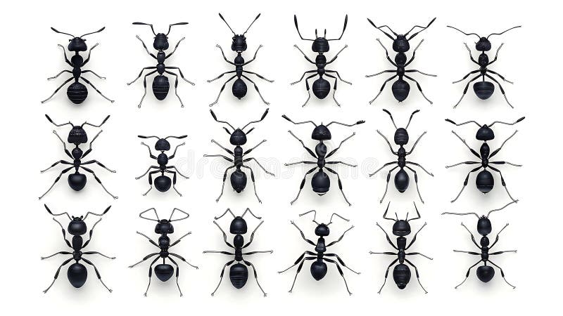 Schwarze Ameisen detaillierte Insektenanatomie lizenzfreie abbildung