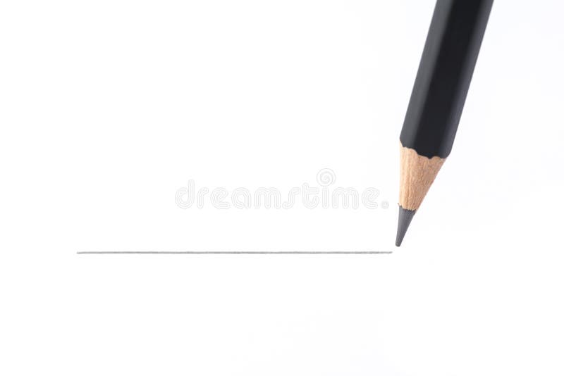 Schwarze Bleistift-Zeichnung eine Gerade, lokalisiert auf weißem backgrou