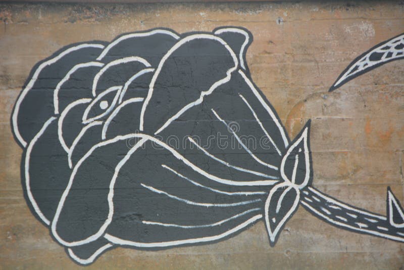 Schwarze Blumengraffiti in Se Portland, Oregon
