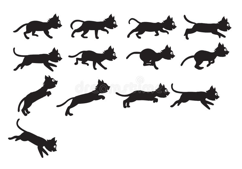 Schwarze Cat Jumping Sprite lizenzfreie abbildung Schwarze Cat Jumping Sprite lizenzfreie abbildung