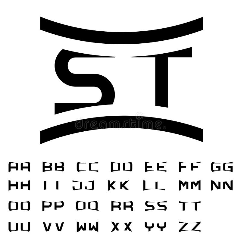 Schwarze einfache Alphabetinitialen stock abbildung