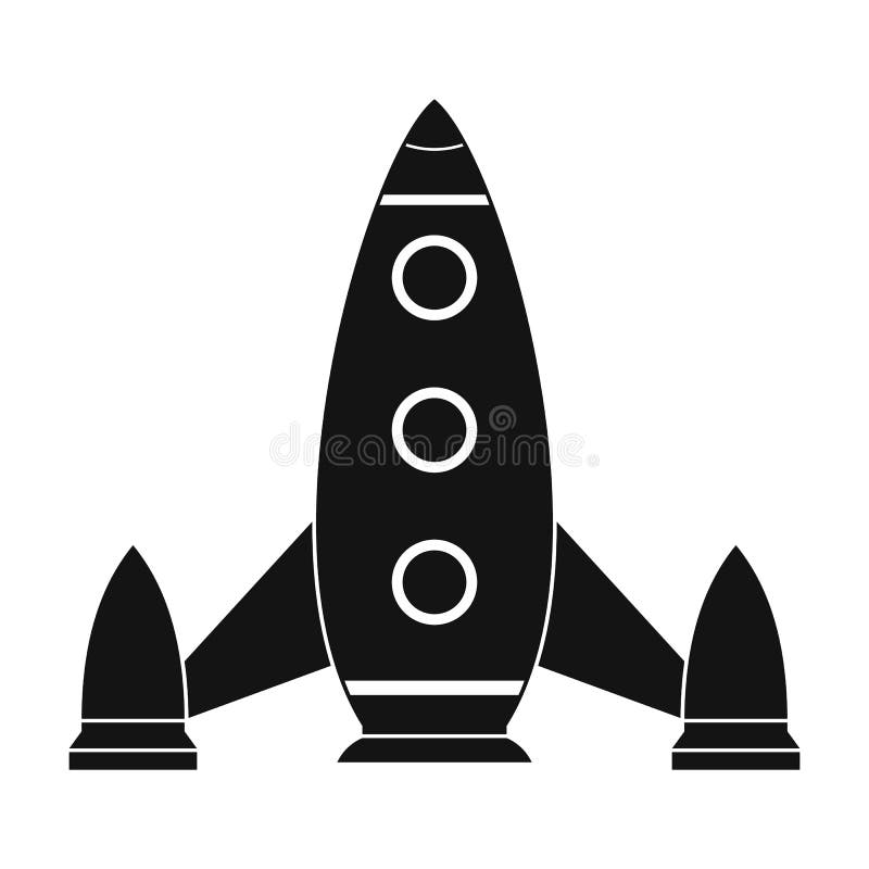 Schwarze einfache Ikone der Weltraumrakete stock abbildung