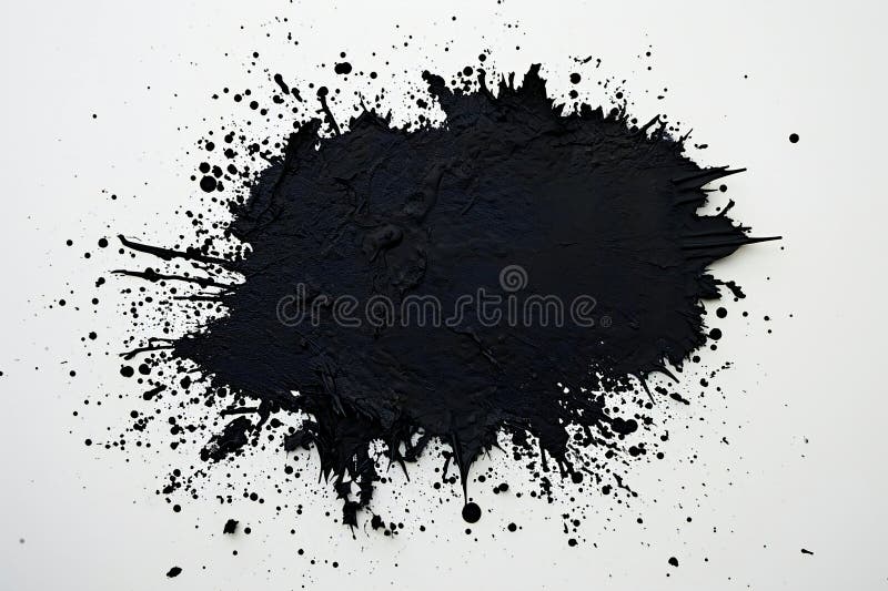 Schwarze Farbe spritzt auf eine weiße Hintergrundansicht oben neben lizenzfreie abbildung