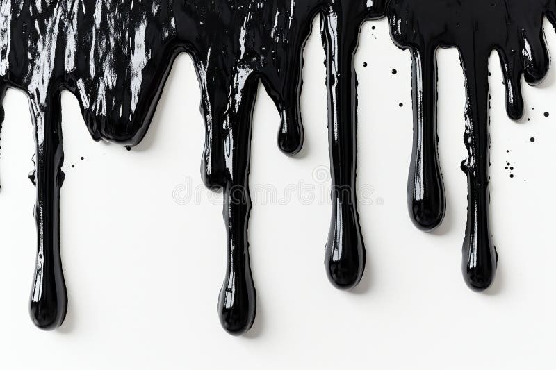 Schwarze Farbe Tropf isoliert auf weißem Hintergrund oberflächlich flach lizenzfreie abbildung