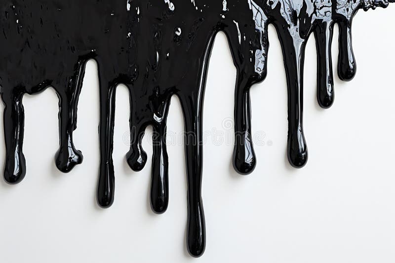 Schwarze Farbe tropft isoliert auf weißem Hintergrund mit Kopierraum für Text stock abbildung