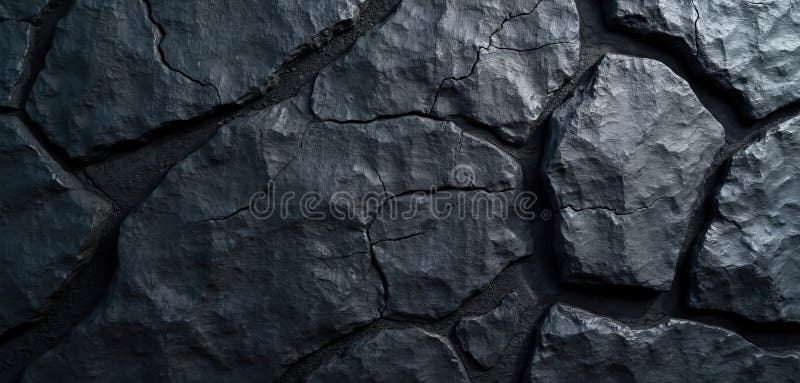 Schwarze Felsstruktur mit rauer Bergoberfläche mit Rissen. Dunkler Steinhintergrund für Design. Basaltschlamm stock abbildung