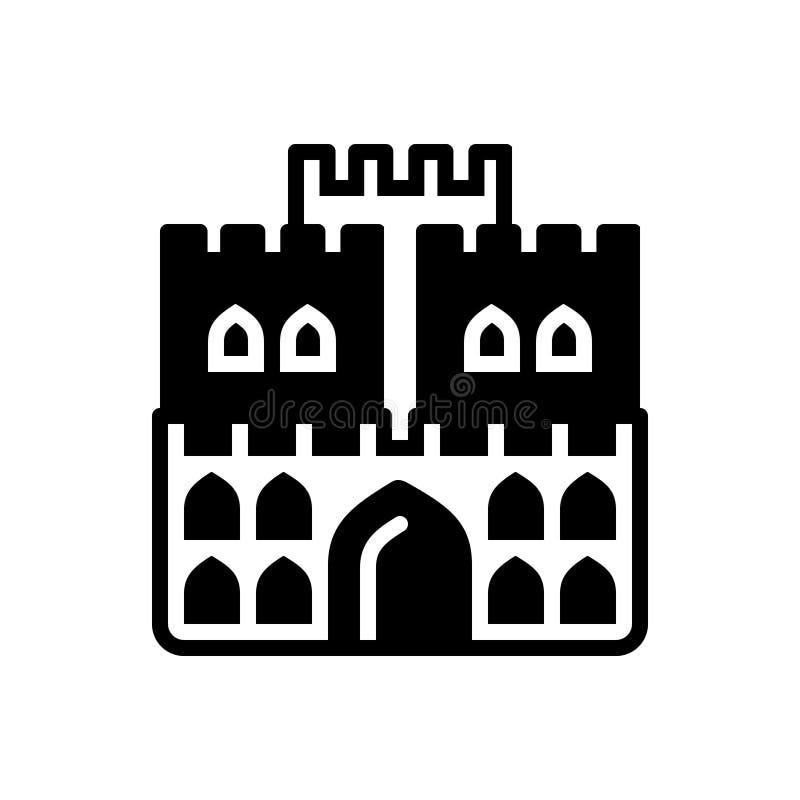 Schwarze feste Ikone für Schloss, Fort und Königreich vektor abbildung Schwarze feste Ikone für Schloss, Fort und Königreich vektor abbildung
