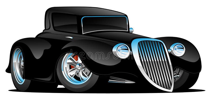 Schwarze heiße Rod Classic Coupe Custom Car-Karikatur-Vektor-Illustration lizenzfreie abbildung Schwarze heiße Rod Classic Coupe Custom Car-Karikatur-Vektor-Illustration lizenzfreie abbildung