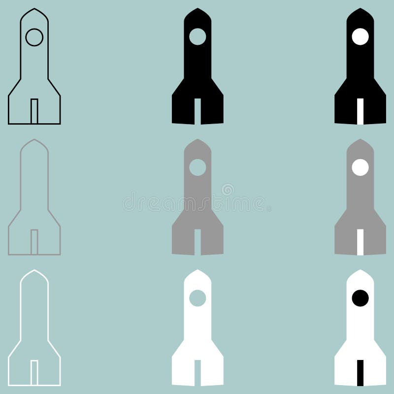 Schwarze Ikone grauen Weiß Rockets vektor abbildung