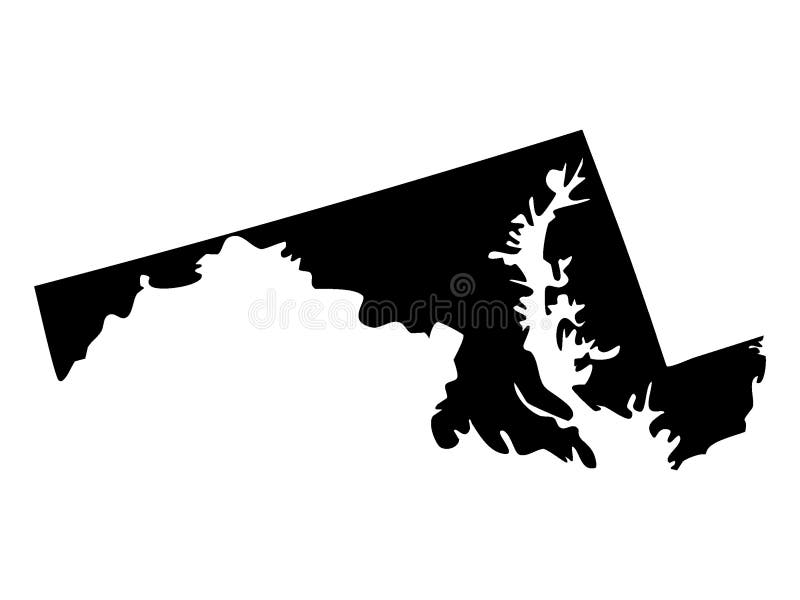 Schwarze Karte von USA-Staat Maryland vektor abbildung Schwarze Karte von USA-Staat Maryland vektor abbildung