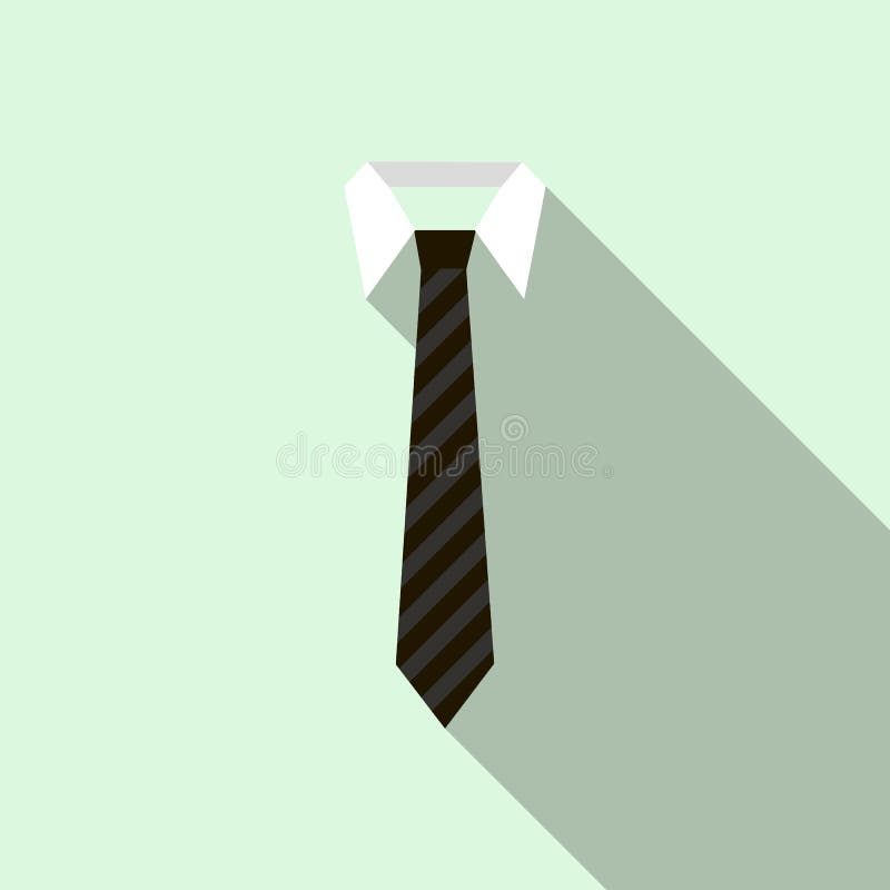 Schwarze Krawatte auf einer Hemdkragenikone, flache Art vektor abbildung Schwarze Krawatte auf einer Hemdkragenikone, flache Art vektor abbildung