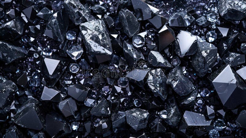 Schwarze Kristalle mit schimmernder Struktur für Hintergrund und Design lizenzfreie abbildung