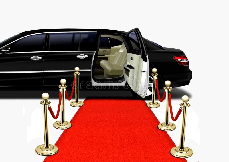 Schwarze Limousine auf roter Teppich-Ankunft