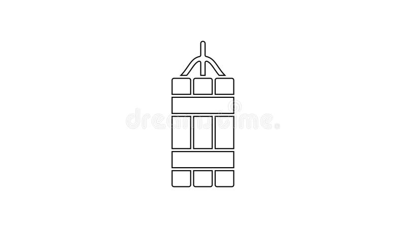 Schwarze Linie bringen die Dynamitbomben-Stockikone zur detonation, die auf weißem Hintergrund befindet. Zeitbombe-Explosionsgefah