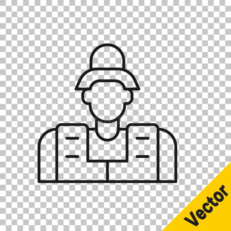 Schwarze Linie Fisherman Symbol isoliert auf transparentem Hintergrund. Vector lizenzfreie abbildung