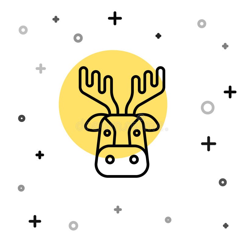 Schwarze Linie Hirschkopf mit Antlers Symbol isoliert auf weißem Hintergrund. Zufällige dynamische Formen. Vector stock abbildung