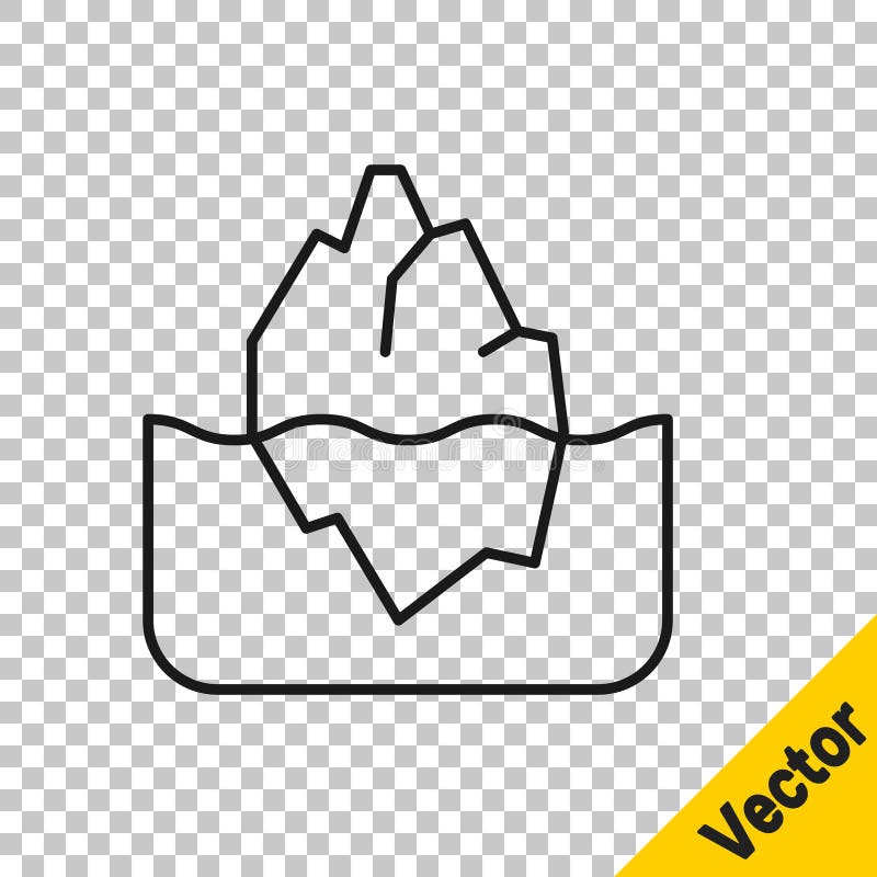 Schwarze Linie Iceberg Symbol isoliert auf transparentem Hintergrund. Vector vektor abbildung
