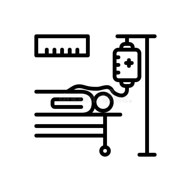 Schwarze Linie Ikone für Chemotherapie, intravenöses und Behandlung lizenzfreie abbildung Schwarze Linie Ikone für Chemotherapie, intravenöses und Behandlung lizenzfreie abbildung