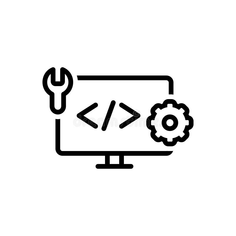 Schwarze Linie Ikone für das Netzsich entwickeln, -kodierung und -hTML vektor abbildung Schwarze Linie Ikone für das Netzsich entwickeln, -kodierung und -hTML vektor abbildung