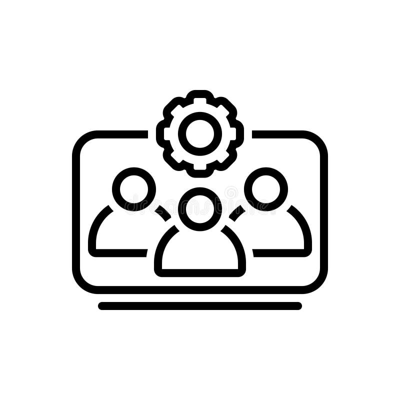 Schwarze Linie Ikone für Team Working, Arbeitskräfte und Unternehmens stock abbildung Schwarze Linie Ikone für Team Working, Arbeitskräfte und Unternehmens stock abbildung