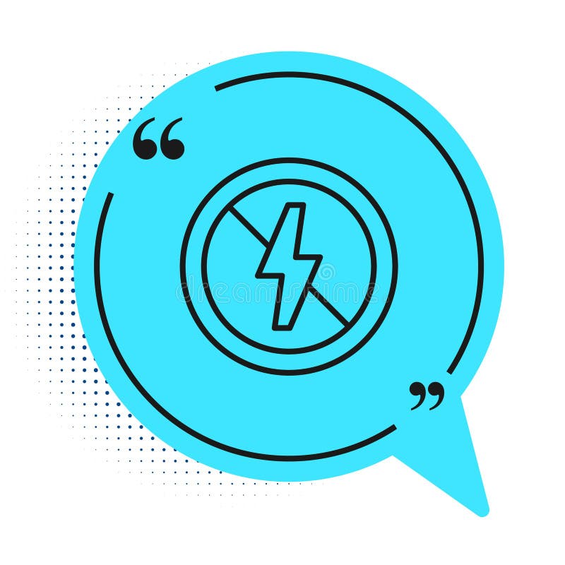 Schwarze Linie Kein Leuchtsymbol im Hintergrund isoliert. Kein Strom. Blaue Sprechblase-Symbol. Vector lizenzfreie abbildung