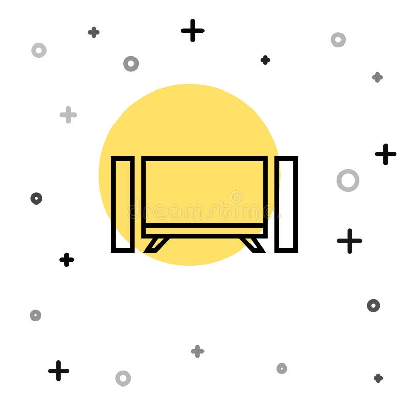 Schwarze Linie Smart Tv Symbol isoliert auf weißem Hintergrund. Fernsehzeichen. Zufällige dynamische Formen. Vector vektor abbildung