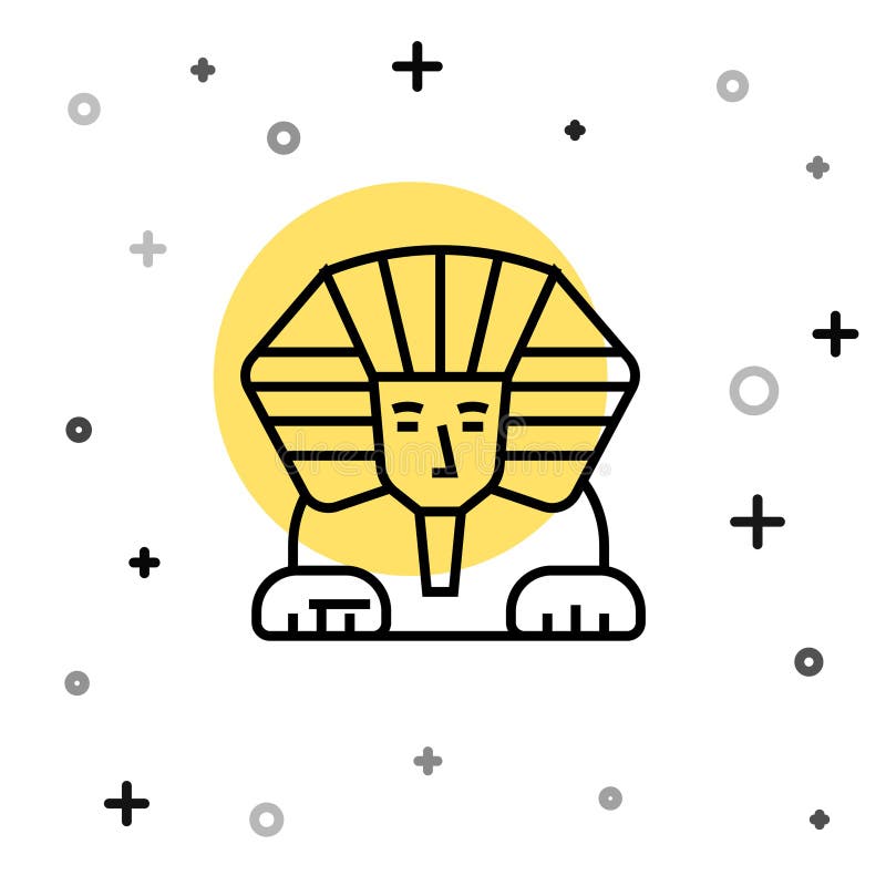 Schwarze Linie Sphinx mythische Kreatur des alten Ägypten Symbol isoliert auf weißem Hintergrund. Zufällige dynamische Formen. Vec lizenzfreie abbildung