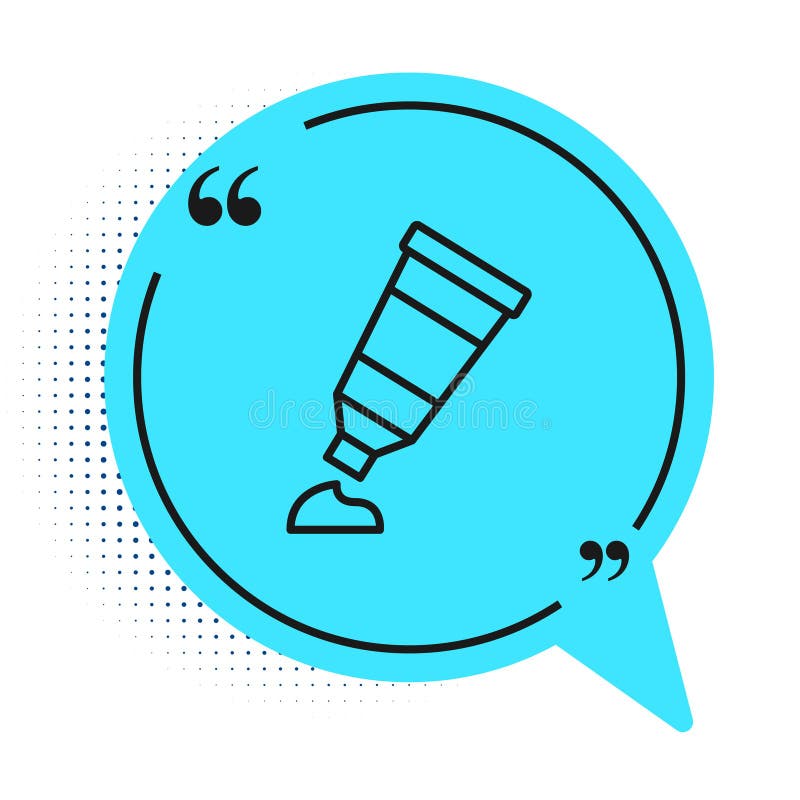 Schwarze Linie Tube mit Farbpalettensymbol isoliert auf weißem Hintergrund. Blaue Sprechblase-Symbol. Vector lizenzfreie abbildung