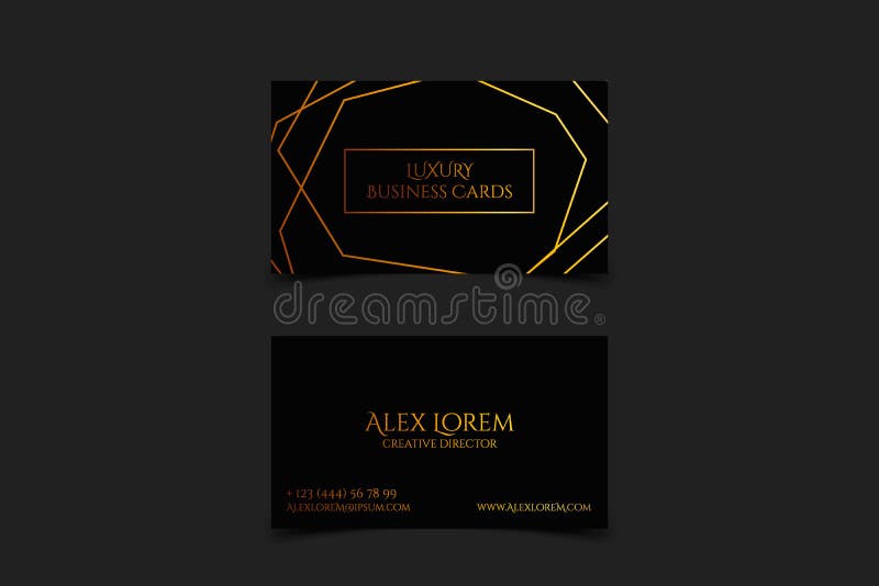 Schwarze LuxusVisitenkarte mit geometrischen Linien Beschaffenheit und Golddetailvektorschablone, Fahne oder Einladung mit vektor abbildung Schwarze LuxusVisitenkarte mit geometrischen Linien Beschaffenheit und Golddetailvektorschablone, Fahne oder Einladung mit vektor abbildung