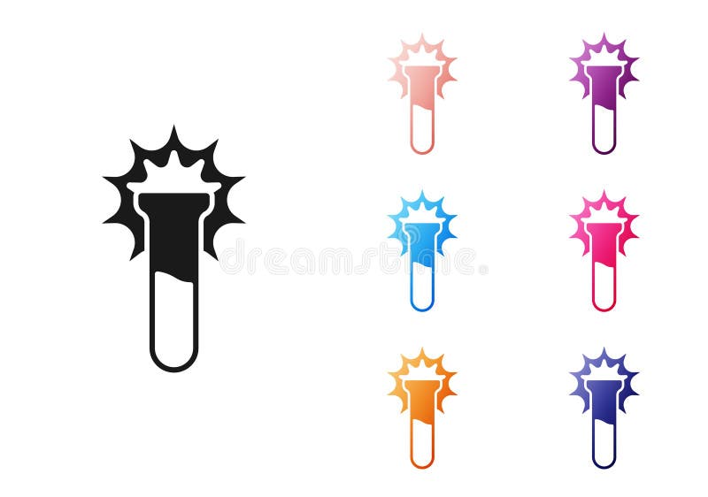Schwarze Reagenzglas- und Flaschenikone isoliert auf weißem Hintergrund. chemischer Labortests. Laborglaswaren. parametrierte Symb stock abbildung