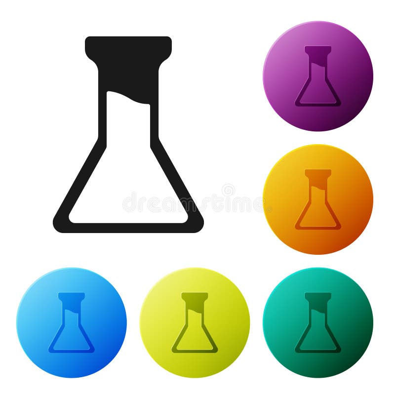 Schwarze Reagenzglas- und Flaschenikone isoliert auf weißem Hintergrund. chemischer Labortests. Laborglaswaren. parametrierte Symb vektor abbildung