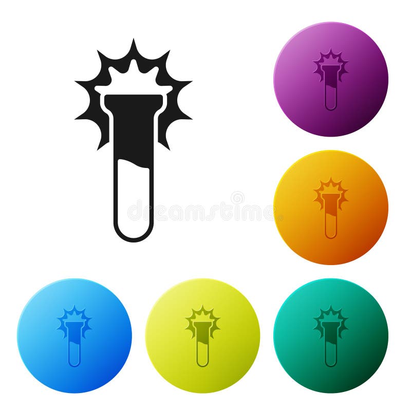 Schwarze Reagenzglas- und Flaschenikone isoliert auf weißem Hintergrund. chemischer Labortests. Laborglaswaren. parametrierte Symb stock abbildung