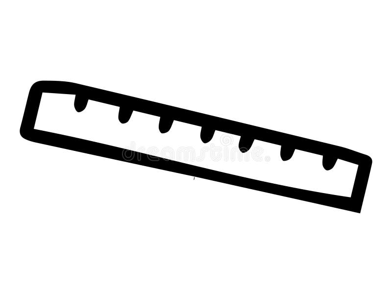 Schwarze Umrisslinie eines Maßstabs auf weißem Hintergrund. Werkzeugabmessung minimalistischer Stilschule lizenzfreie abbildung