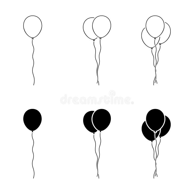 Schwarze Und Weisse Ballon Symbol Symbol Symbol Umriss Vektor Piktogramm Geburtstagsfeier Grafikdesign Elemente Flach Einfach Stil Vektor Abbildung Illustration Von Helium Zeichnung 158248474
