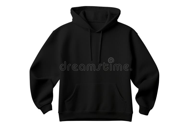 Schwarzer Blanko isoliert auf transparenter Hintergrundansicht. generative Hilfe. Schwarzer Schwarzer Hooden isoliert auf transparentem Hintergrund Front View Winter Mode Print on Demand Hoodie Mockup.