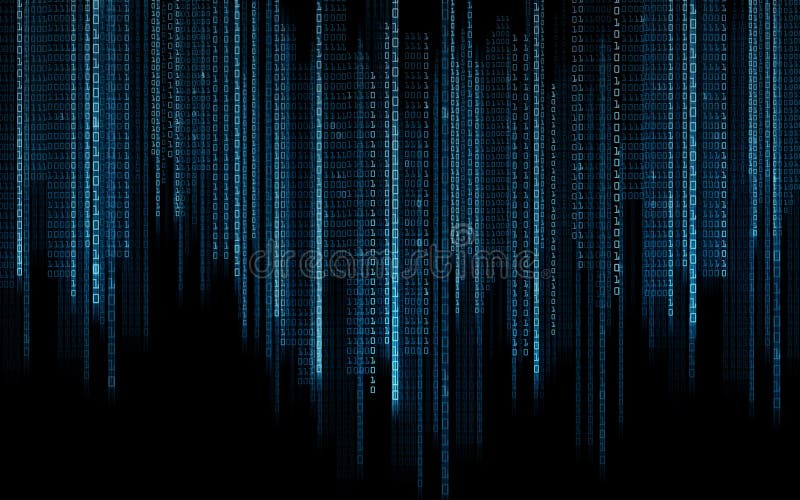 Schwarzer blauer binärer Systemcodehintergrund vektor abbildung