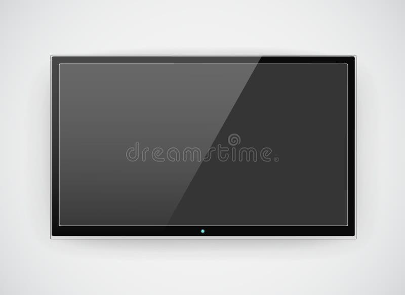 Schwarzer LCD- oder LED-Fernsehbildschirm, der an einer Wand hängt stock abbildung Schwarzer LCD- oder LED-Fernsehbildschirm, der an einer Wand hängt stock abbildung