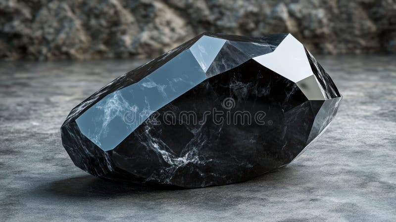 Schwarzer Obsidian mit polierter Oberfläche spiegelt tiefglänzend wider vektor abbildung